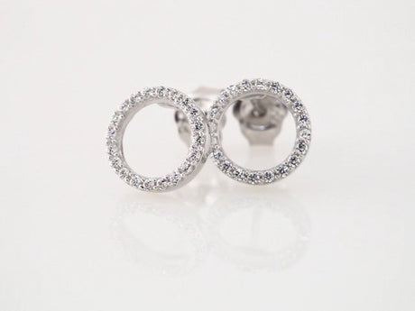 14K White Gold 1/5 CTW Natural Diamond Circle Earrings