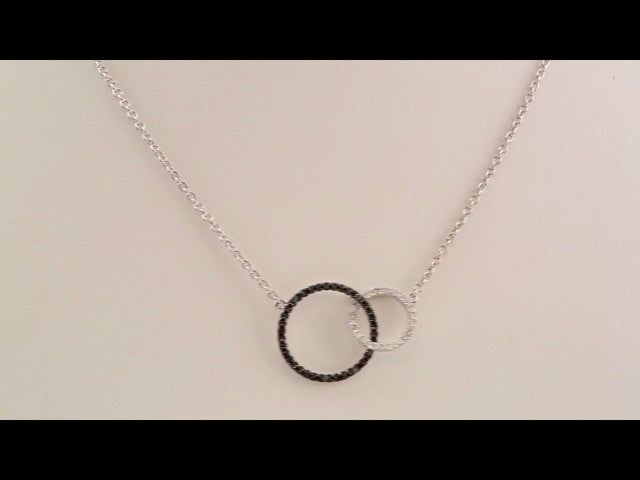 14K White Gold 1/3 CTW Natural Black & White Diamond Circle 18" Necklace