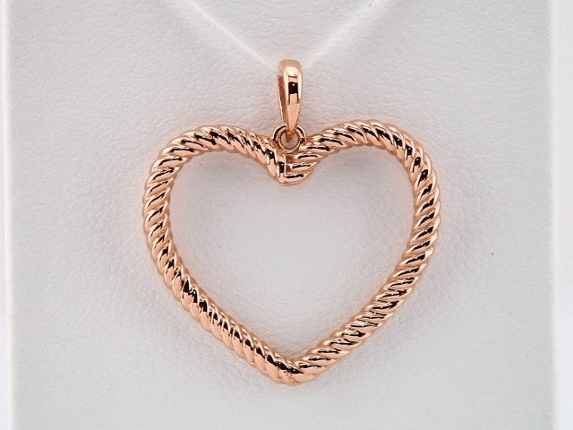 14K Rose Rope Heart Pendant