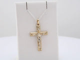 14K Yellow/White 37.6x22 mm Hollow Crucifix Pendant