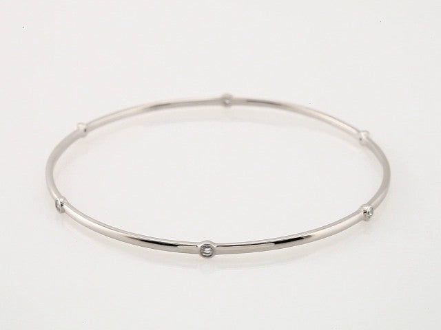 14K White Gold 1/4 CTW Natural Diamond Bezel-Set Bangle 8" Bracelet