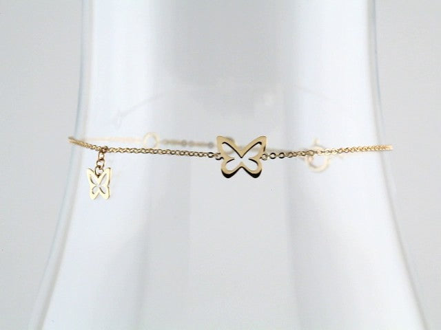 14K Yellow Butterfly Adjustable 6 1/2-7 1/2" Bracelet