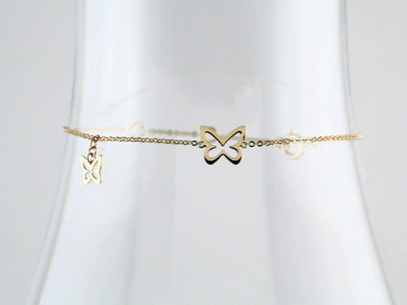 14K Yellow Butterfly Adjustable 6 1/2-7 1/2" Bracelet