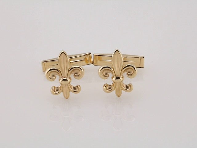 14K Yellow Fleur-de-Lis Cuff Links