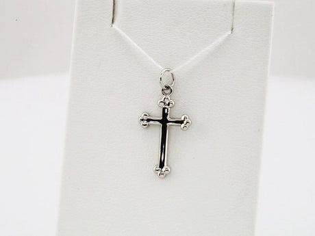 14K White Cross Pendant