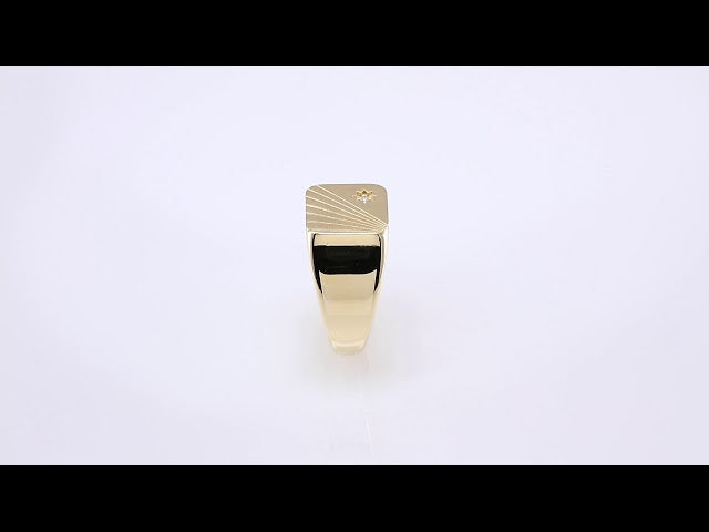14K Yellow Gold .015 CT Natural Diamond Signet Ring