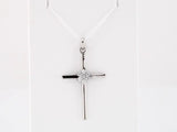 14K White 1/10 CTW Natural Diamond Cross Pendant