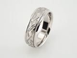 10K White Gold 7 mm Milgrain Woven-Design Comfort-Fit Half Round Band Size 10