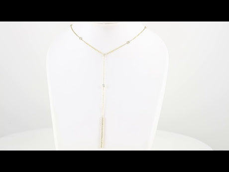 14K Yellow Gold 1/3 CTW Natural Diamond Bar 15-17" Y Necklace