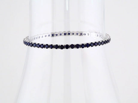 14K White Gold Lab-Grown Blue Sapphire Line 7.25" Bracelet