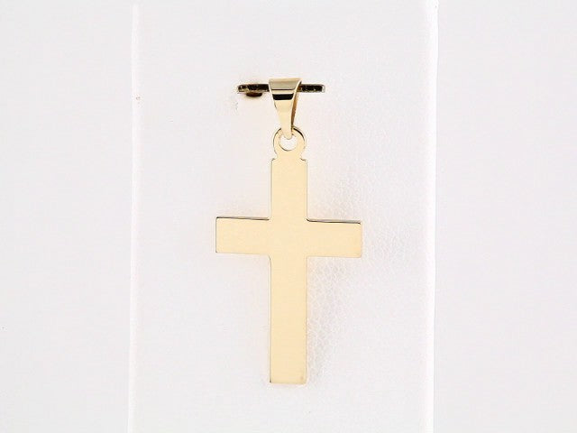 14K Yellow Gold Engravable Cross Pendant