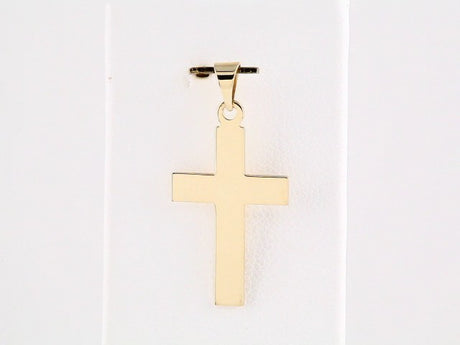 14K Yellow Gold Engravable Cross Pendant