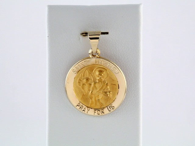 14K Yellow 18 mm Round Hollow St. Matthew Medal