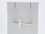 14K White Gold 28x16.2 mm Sideways Cross 16-18" Necklace