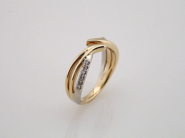 14K Yellow/White 1/8 CTW Natural Diamond Bypass Ring