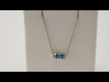 14K White Gold Natural Aquamarine & .02 CTW Natural Diamond Bar 16" Necklace