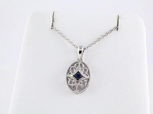 Sterling Silver Natural Blue Sapphire 18" Necklace