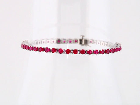 14K White Gold Lab-Grown Ruby Line 7" Bracelet