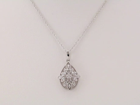 Sterling Silver 1/6 CTW Natural Diamond Granulated Filigree 16-18" Necklace