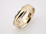 14K White/Yellow/White 6 mm Design-Engraved Band Size 8