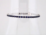 14K White Gold Natural Blue Sapphire Line 7" Bracelet