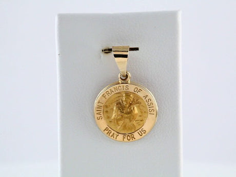 14K Yellow 15 mm Round Hollow St. Francis of Assisi Medal