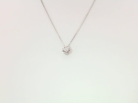 14K White Gold 1/6 CTW Natural Diamond Knot 16-18" Necklace