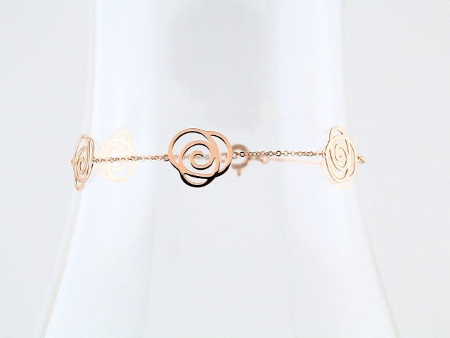 14K Rose Floral Station 7" Bracelet