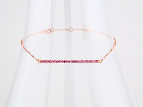 14K Rose Gold Natural Pink Sapphire 8" Bracelet