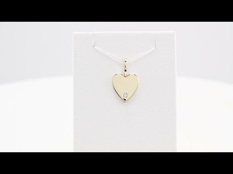 14K Rose .02 CT Natural Diamond Engravable Heart Charm/Pendant