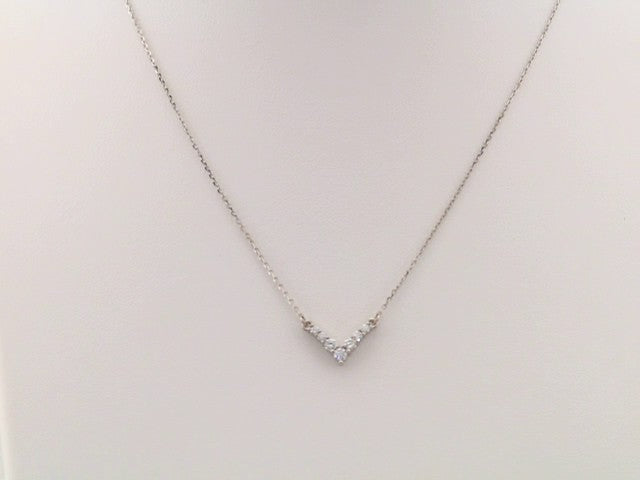 14K White 1/3 CTW Natural Diamond V 16-18" Necklace