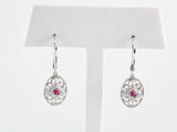 Sterling Silver Natural Ruby Lever Back Earrings