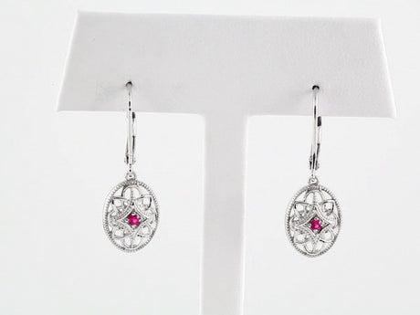 Sterling Silver Natural Ruby Lever Back Earrings