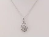 14K White Gold 1/6 CTW Natural Diamond Granulated Filigree 16-18" Necklace