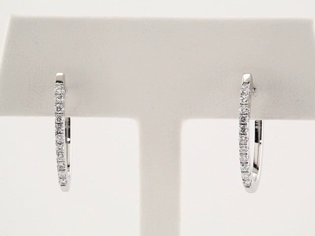 14K White 1/3 CTW Natural Diamond Hoop Earrings