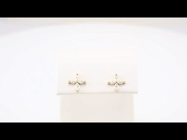 14K Yellow 1/3 CTW Natural Diamond Cross Earrings