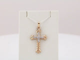 14K Yellow .05 CTW Natural Diamond Hollow Cross Pendant