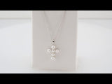 14K White Gold Cultured White Freshwater Pearl Cross 16-18" Necklace