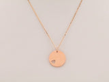 14K Rose Engravable Pierced Heart Disc 16-18" Necklace