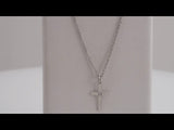 14K White .0075 CT Natural Diamond Cross 18" Necklace