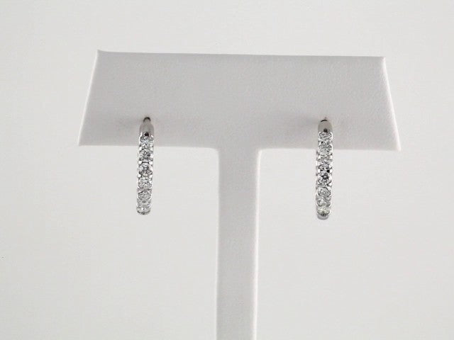 14K White 1 1/8 CTW Natural Diamond Inside-Outside Hinged 18.5 mm Hoop Earrings