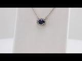 14K White 5x3 mm Lab-Grown Blue Sapphire & .05 CTW Natural Diamond 18" Necklace