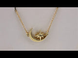 14K Yellow Crescent Moon & Star 16-18" Necklace