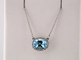 14K White Natural Aquamarine & .04 CTW Natural Diamond 16 1/2" Necklace