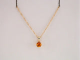 14K Yellow 3 mm Natural Citrine Youth Solitaire 14" Necklace