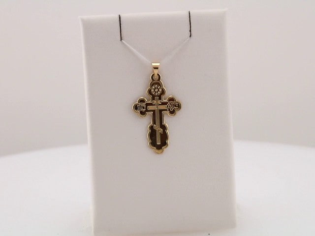 14K Yellow Gold St. Olga Orthodox Cross Pendant