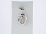 14K White Gold 15x11.5 mm Oval Hollow Miraculous Medal