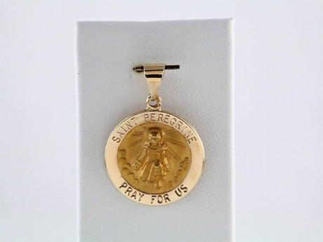 14K Yellow 18 mm Round Hollow St. Peregrine Medal