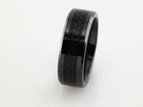 Black Titanium 8 mm Beveled-Edge Band with Black Carbon Fiber Inlay