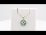 14K Yellow Natural Turquoise Engravable Halo-Style 16-18" Necklace